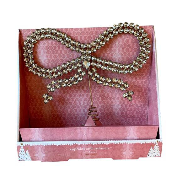 Gold Rhinestone Bow Tree Topper 12" Glam Christmas Decor Cupcakes & Cashmere New - Picture 3 of 8